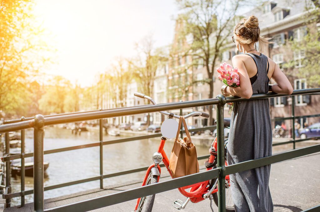Amsterdam girl with tulips